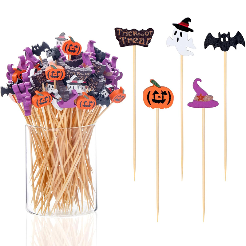 Bamboo Cutlery Set - 50/100Pcs Halloween Party Toothpicks Disposable Bamboo