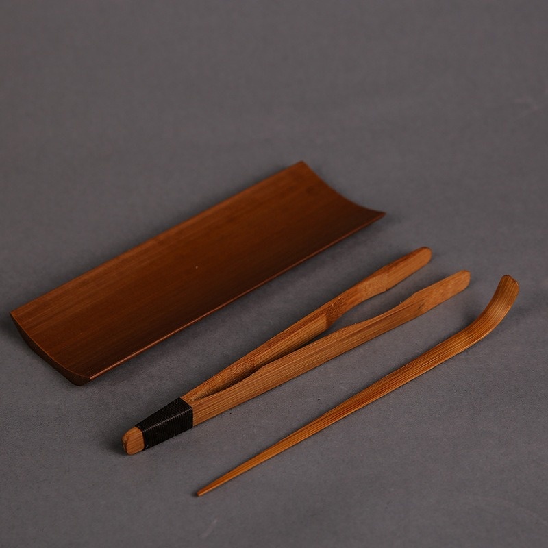 Bamboo Cutlery Set - 3/4/5Pcs Bamboo Carbonized Teaware Set Tea