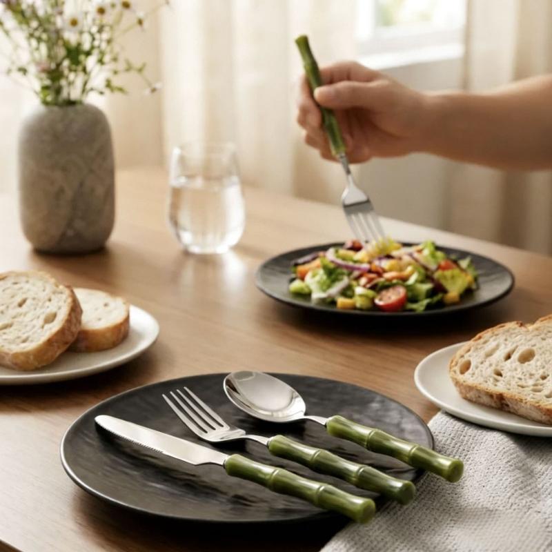 Durable Bamboo Handle Stainles - Bamboo Cutlery Set review and price