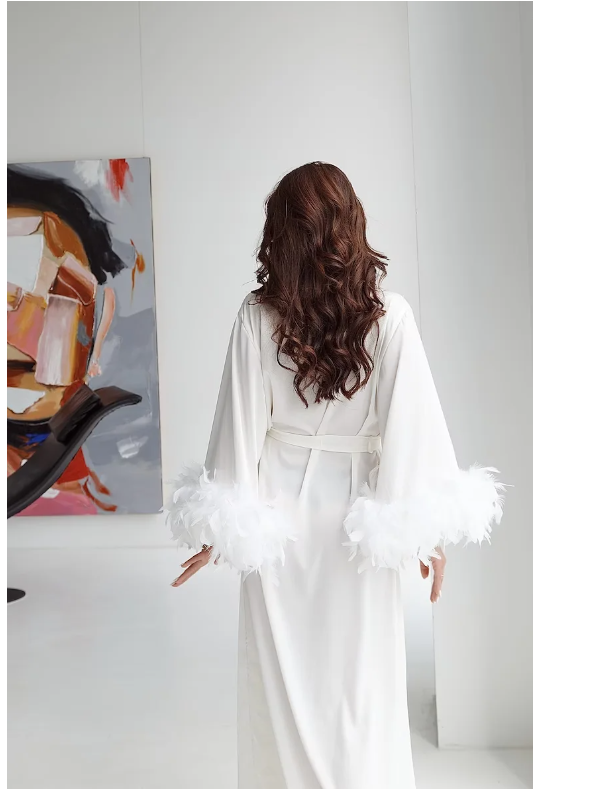 Long Silk Robe White Boudoir R - Luxury Lifestyle Women review and price